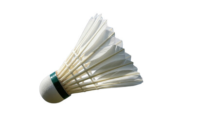 Detailed close-up of a feather shuttlecock for badminton sports and recreation