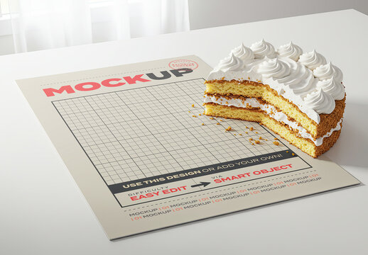 Poster Page Invitation Birthday Cake Party Mockup