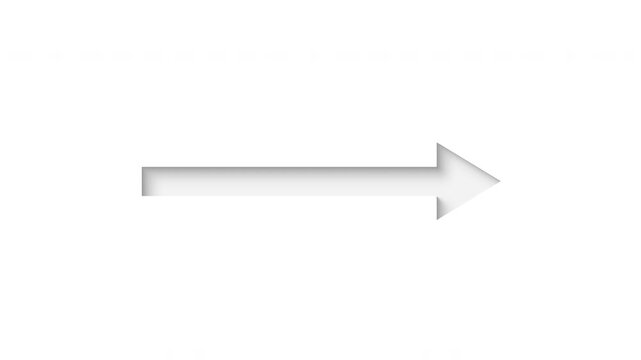 White Arrow Infographic Moving Horizontal to Right in Modern Minimal 3D Cutout with Soft Shadow Style - 4K Seamless Loop Video Horizontal