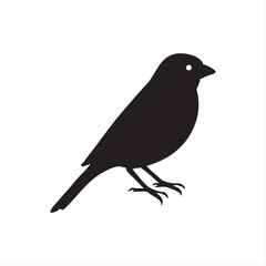 Obraz premium Bird Silhouette – Minimalist Grounded Bird Vector for Nature, Wildlife, and Decorative Themes
