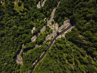 serpentine roads on the mountainside