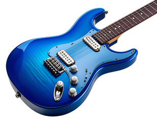 Obraz premium - Electric Blue Guitar with Metallic Strings, isolated on transparent background