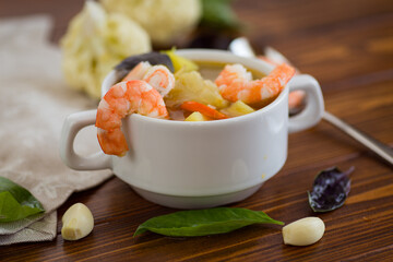Tender Seafood Soup with Potatoes and Carrots