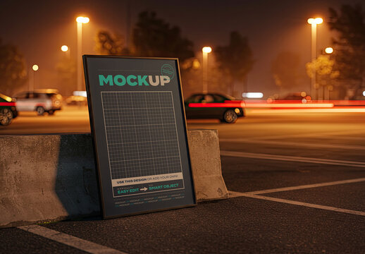 Vertical Poster Stand on Parking Car Garage