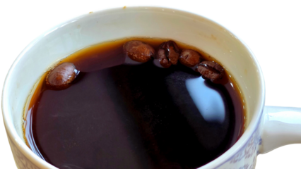 Cup of Black Coffee Isolated on White Background with Copy Text Space. Morning Beverage Concept for Cafes, Menus, and Food Advertisements. PNG File.