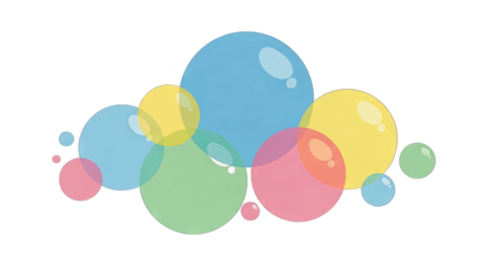 Colorful bubbles floating in a whimsical background, evoking joy and playfulness