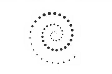 Loading spinner icon animation showing buffering dots in a continuous spiral motion, transparent background