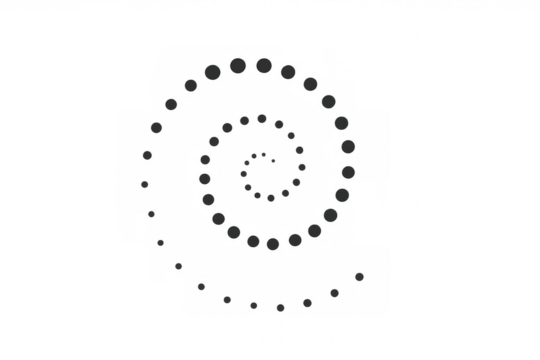 Loading spinner icon animation showing buffering dots in a continuous spiral motion, transparent background
