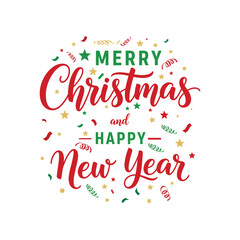 Merry Christmas and happy new year letter design vector illustration