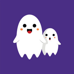 Halloween cute ghosts vector art illustration