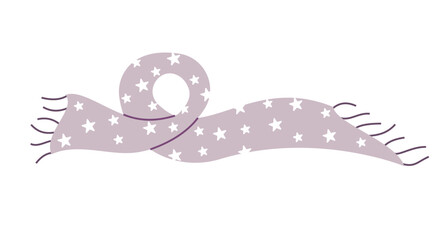 Scarf with stars, winter clothing and accessories. Vector illustration isolated on white background.
