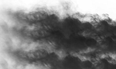 Dramatic Black Smoke Effect on Transparent Canvas, Dark and Ominous Pollution Cloud Overlay, Industrial Grunge Texture for Digital Compositing