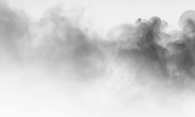 Ethereal Dark Smoke Effect Overlay on Clear Backdrop, Atmospheric Haze Texture, Realistic Pollution Cloud for Dramatic Visuals