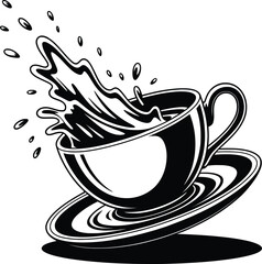 Coffee Cup Splash Vector Illustration.