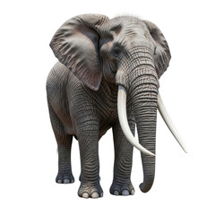 Fototapeta premium Majestic african elephant with long tusks on transparent background