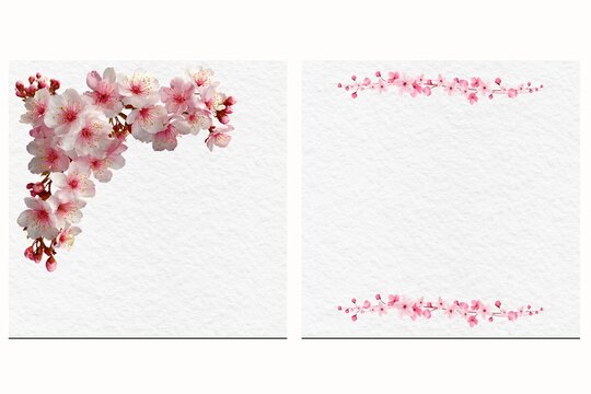 Elegant Sakura flowers pink floral 40th birthday invitation with paper texture background and watercolor blossoms. Perfect for feminine milestone celebrations — lettering can be added by the customer.