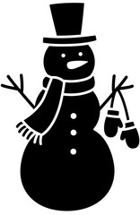 Silhouette of snowman.
Winter Christmas snowman classic character silhouette icon  isolated.
Transparent background. SVG.
