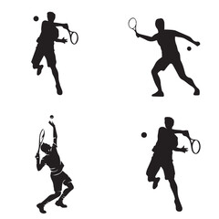 Tennis game icon with black background and male player