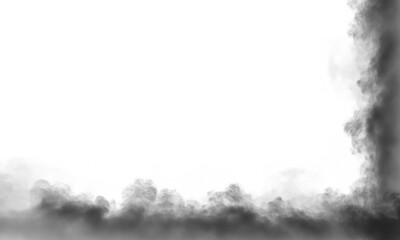 Pollution Black Smoke Plume Heavy Industrial Emission on Transparent Background Toxic Air Smoggy Industry Disaster Chemical Hazard Effect Stream