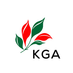 Modern Abstract Leaf Logo Design – KGA Later Logo, Red and Green Nature-Inspired Brand Icon
