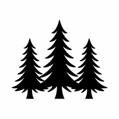 Obraz premium Silhouette of three pine trees in a forest vector illustration scalable svg