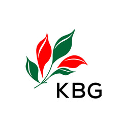 Modern Abstract Leaf Logo Design – KBG Later Logo, Red and Green Nature-Inspired Brand Icon
