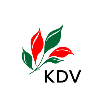 Modern Abstract Leaf Logo Design &ndash; KDV Later Logo, Red and Green Nature-Inspired Brand Icon
