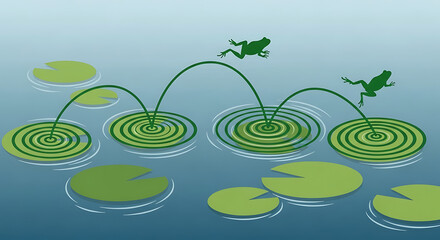 Graphic Frog Leap Path Target Lily Pad Sequence