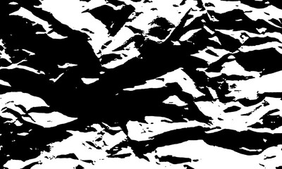Black and white crumpled paper texture isolated on a transparent background