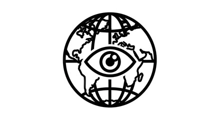 Abstract illustration of a globe with an eye symbolizing global awareness