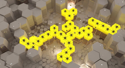 Infected Micro Structure Yellow Hex Grid Warning