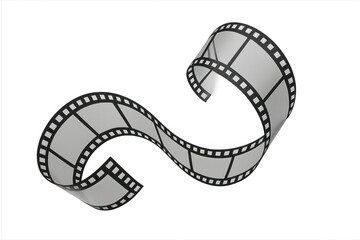 Fototapeta premium Waving filmstrip representing cinema and entertainment, abstract movie film reel with transparent frames