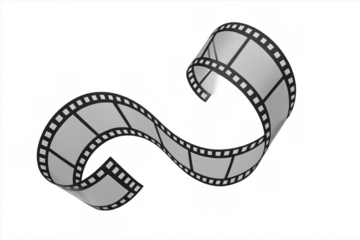 Waving filmstrip representing cinema and entertainment, abstract movie film reel with transparent frames