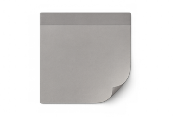 Blank sticky note pad with curled corner offering space for reminders, memos, and messages on transparent background
