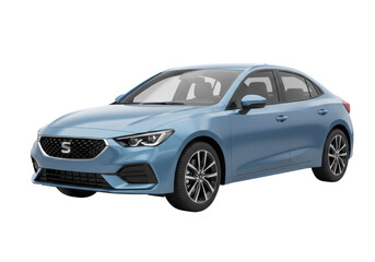 Isolated blue sedan car presenting clean aesthetic lines and modern design details on display