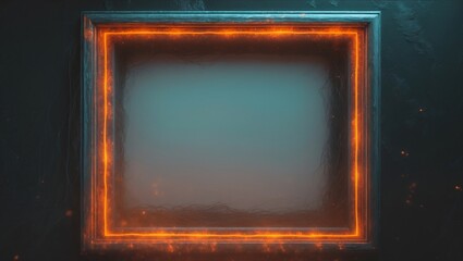Glowing Frame Mockup Neon Border, Abstract Background, Futuristic Design