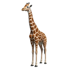 Naklejka premium Realistic giraffe with long neck and spotted pattern on transparent background