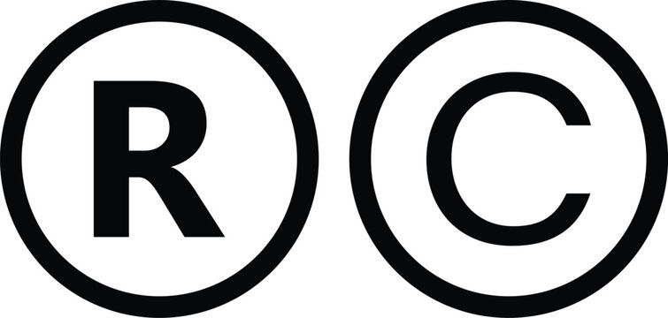 Copyright, registered and trademark symbol, Registered trademark sign, Registered trademark illustration.transparent background,
