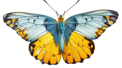 Fototapeta premium Vibrant Butterfly: A mesmerizing butterfly, showcases wings adorned with intricate patterns and a harmonious blend of colors, creating a vibrant visual spectacle.