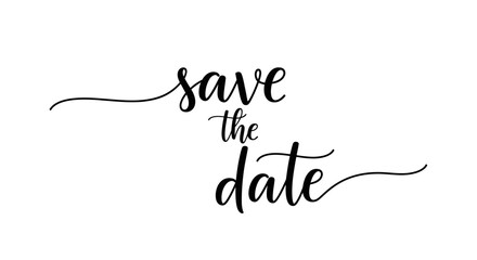 Save the date calligraphy text design on white background