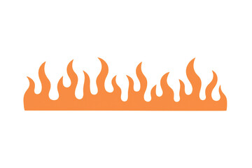 Orange flames border graphic. Hot burning fire element design on transparent background for banners
