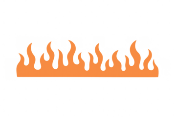 Orange flames border graphic. Hot burning fire element design on transparent background for banners