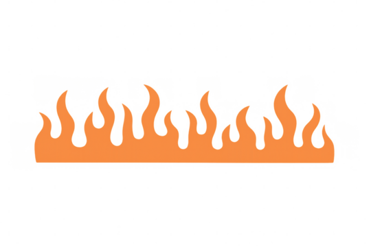 Orange flames border graphic. Hot burning fire element design on transparent background for banners