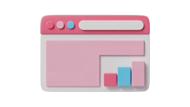 Modern 3D website interface with colorful charts, perfect for business analytics, data visualization, and web design concepts