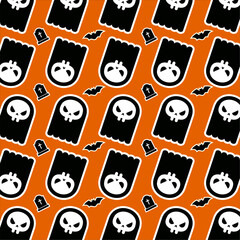 Fototapeta premium Spooky Halloween Pattern with Ghosts, Bats, and Tombstones