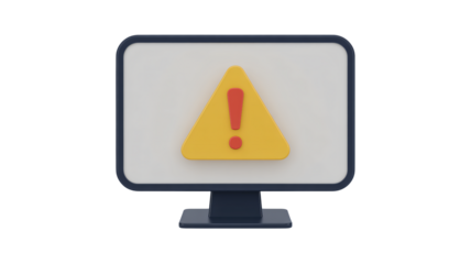 Alerting computer screen displaying warning sign, signifying errors, security threats, or critical system issues, emphasizing importance