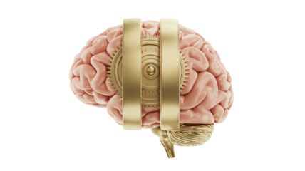 Brain and gears symbolizing innovation, problem solving, and mental processes for psychology, science, and business concepts