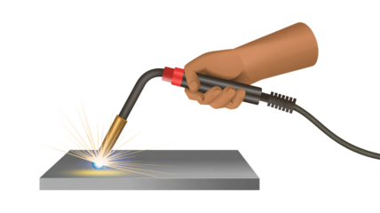 Welding process with sparks and molten metal, a symbol of industrial strength and skilled craftsmanship, ready for construction and manufacturing projects