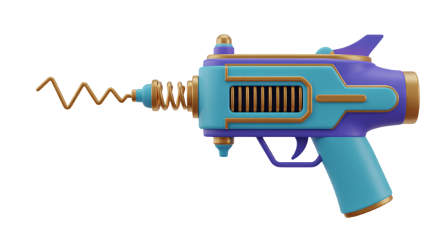 Futuristic retro ray gun with glowing energy beam sparks futuristic sci fi weapon design for imaginative projects
