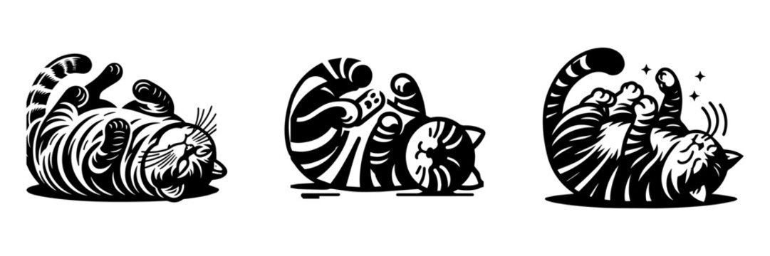 Playful Cats in Various Poses: A Delightful Illustration.